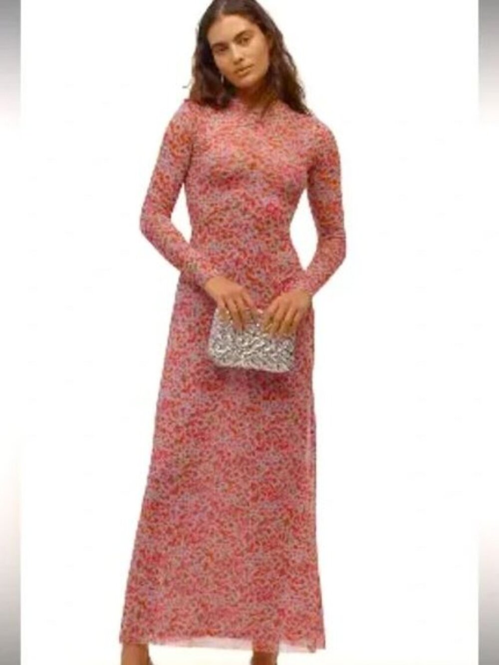 NWT AFRM / Anthropologie | Paola Long-Sleeve Crew Neck Mesh Maxi Dress | Medium